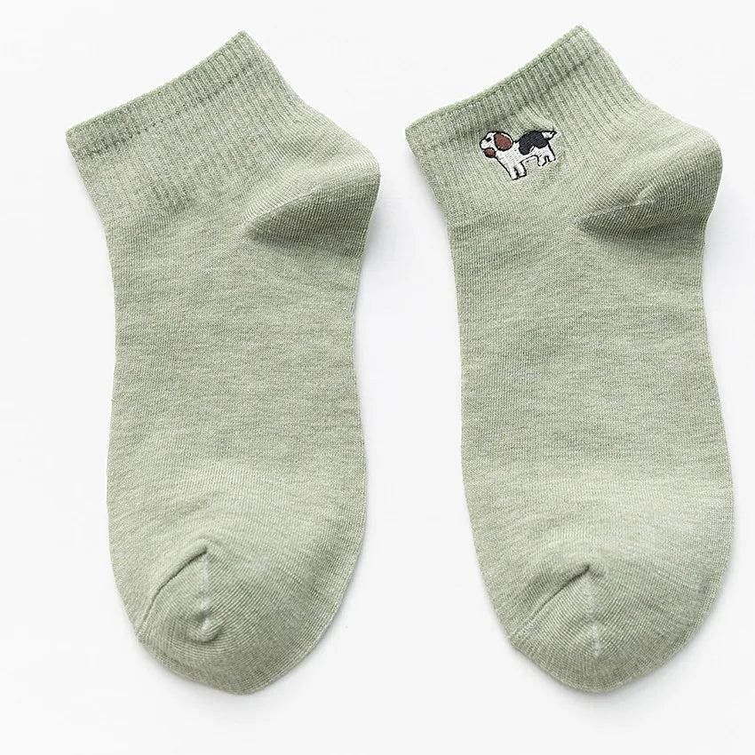 Embroidered Animal Cotton Socks – Kawaii Harajuku Style for Casual Wear