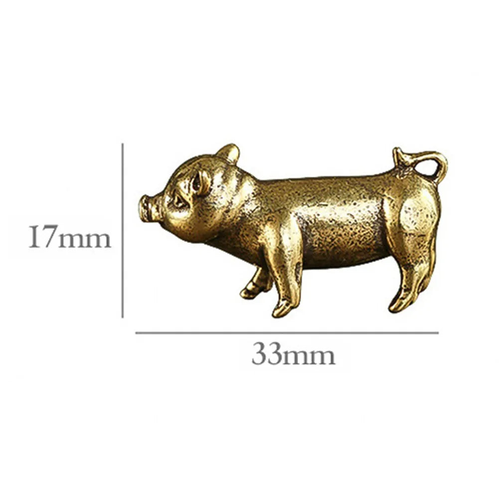 Pure Brass Pig Figurine – 3.3cm Chinese Zodiac Statue for Home Decor