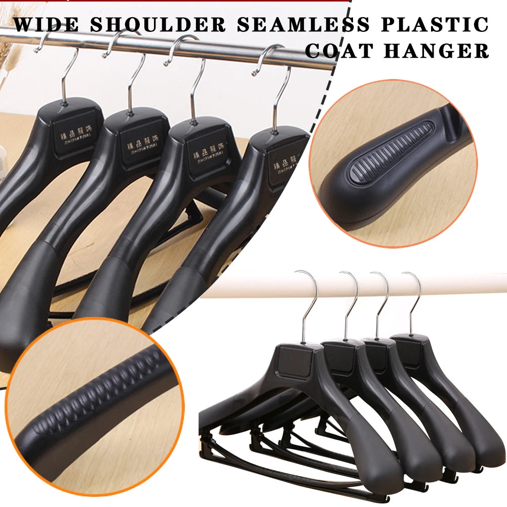 Wide Shoulder Plastic Hangers – Seamless Coat Racks for Wardrobe Storage