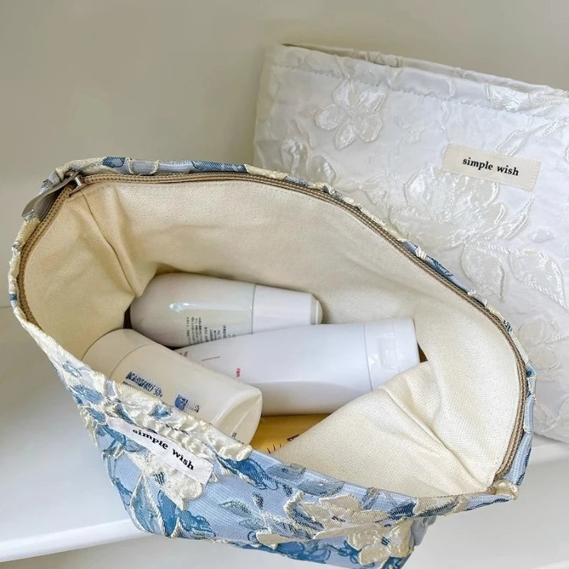 Floral Print Cosmetic Bag – Zippered Makeup Pouch for Travel Essentials