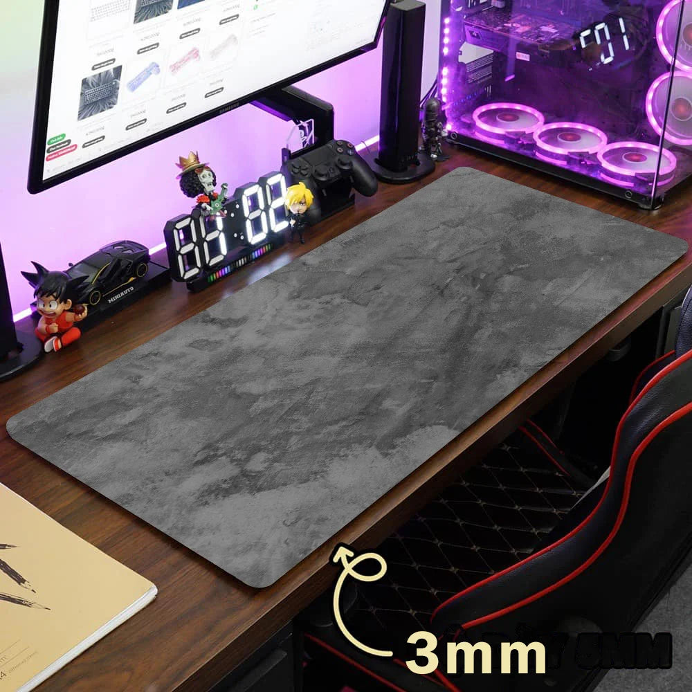 Large Grey Desk Mat – 900x400mm Stitched Edge Mouse Pad for Gaming and Office