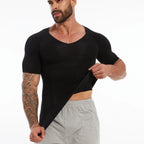 Men's Compression Shapewear Shirt – V-Neck Tummy Control for Fitness Workout
