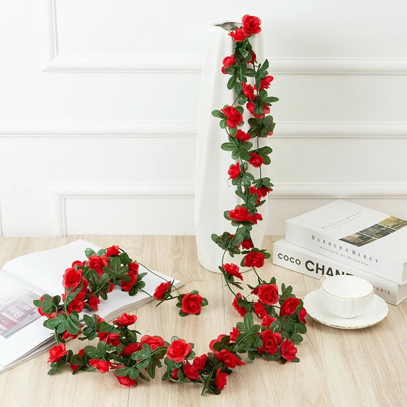 Artificial Silk Rose Vine – 2.5m Floral Garland for Wedding Arch Decoration