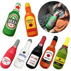 Plush Beer Bottle Dog Toy – Squeaky Chew Toy for Interactive Play