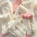 Lace Ruffled Mid-Tube Socks – Soft Harajuku Lolita Style for Winter Fashion