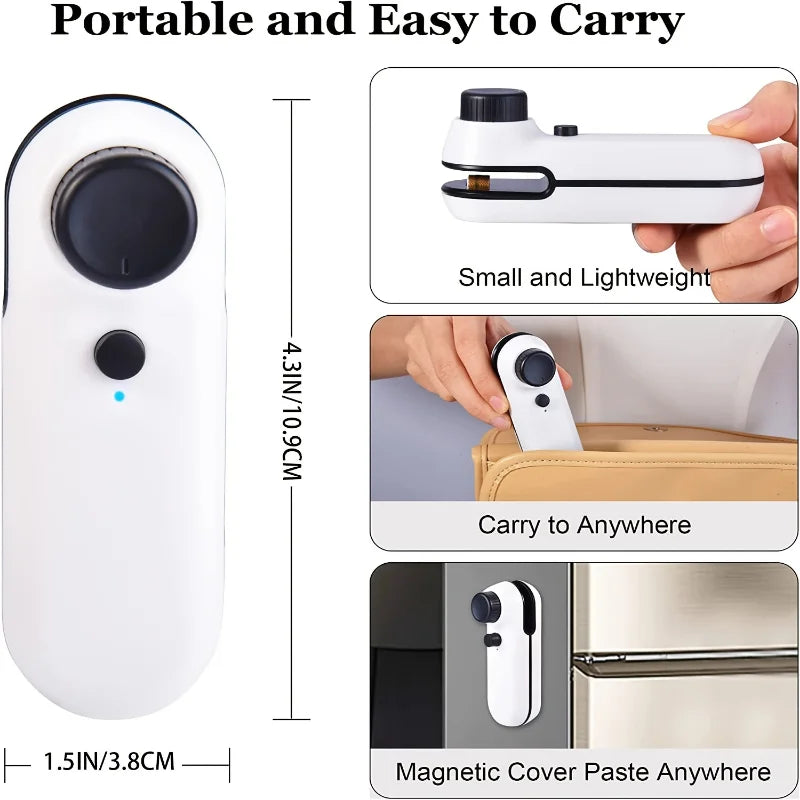 USB Rechargeable Mini Heat Sealer – Portable Handheld Plastic Bag Resealer