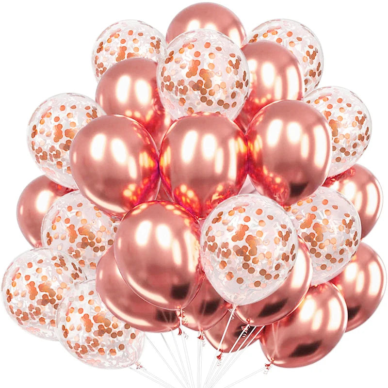 12-Inch Round Metallic Confetti Balloons – Latex Party Decor for Anniversaries