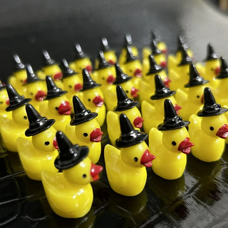 Mini Resin Witch Ducks – Tiny Figurines for Fairy Garden Dollhouse Decor