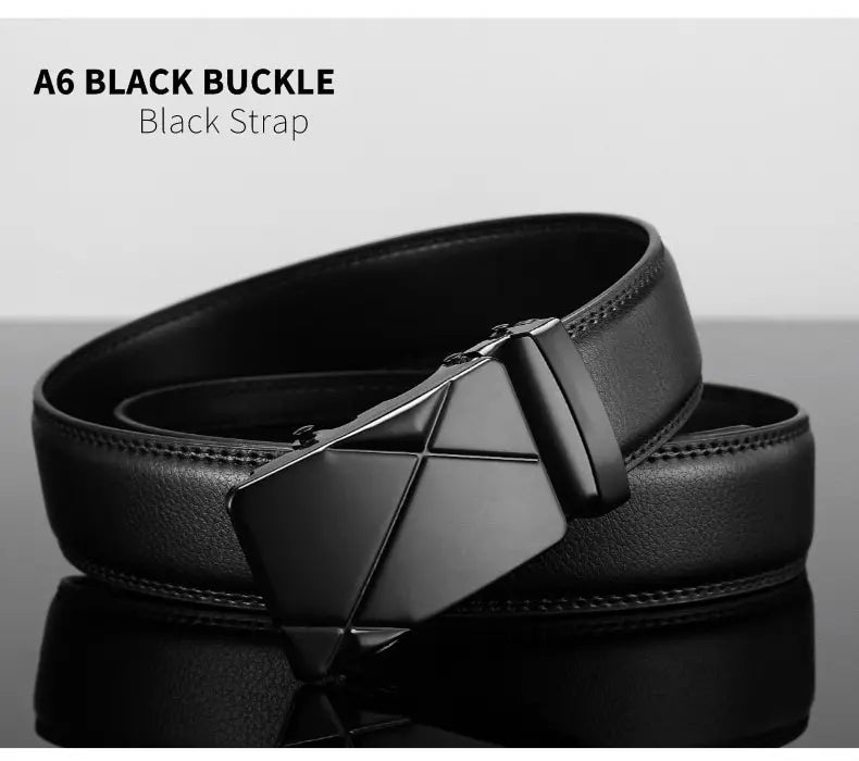 Mens Automatic Buckle Leather Belt – Luxury Business Accessory for Formal Wear