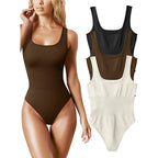 Ribbed Tummy Control Jumpsuit – Open Crotch Shapewear for Daily Compression