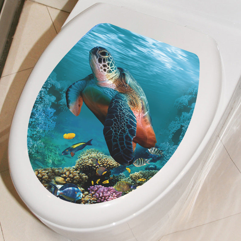 Decorative Toilet Seat Decal – Underwater Sea Shell Art for Bathroom Decor