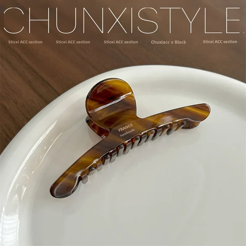 Elegant Shark Hair Claw – Large Vintage Metal Hairpin for Women