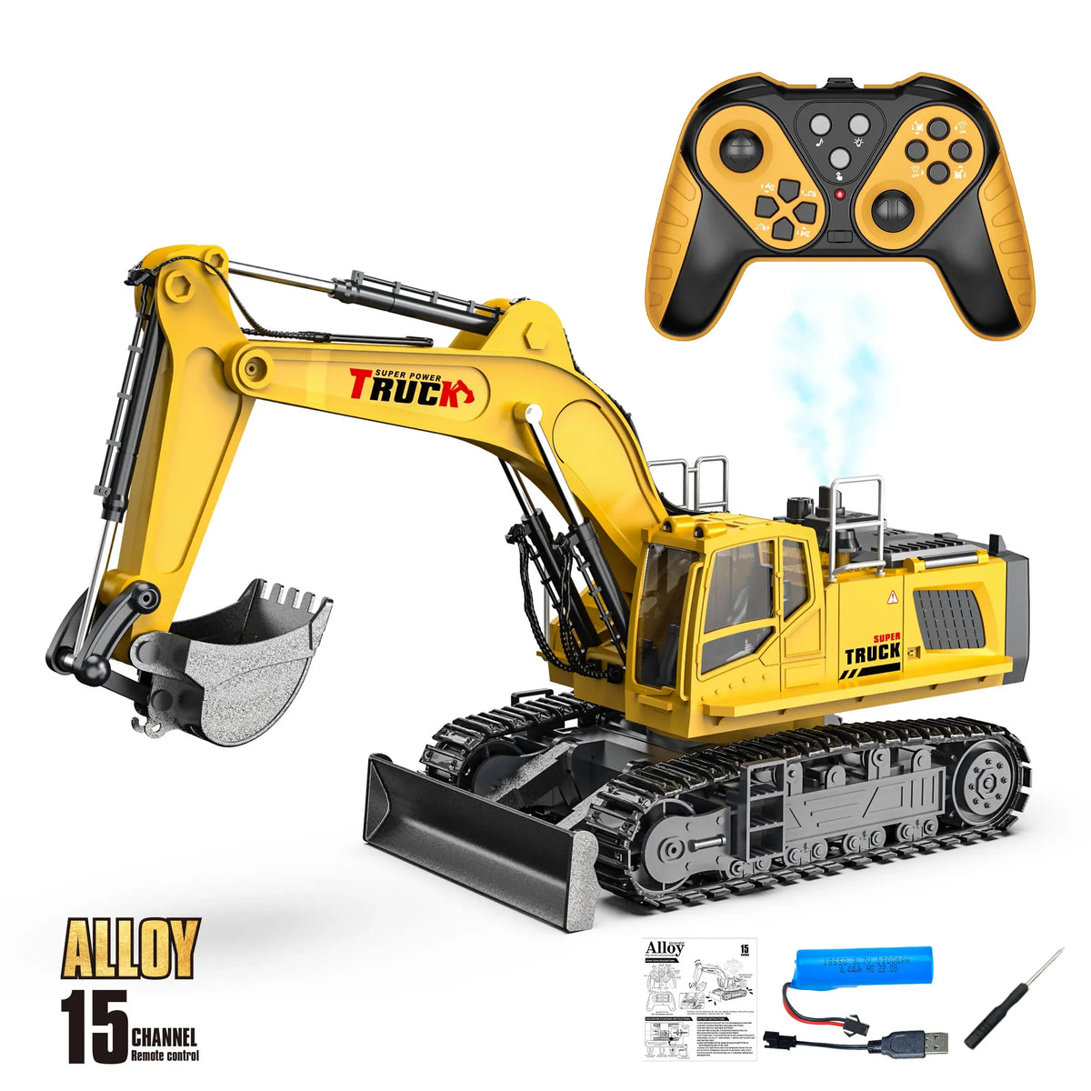 Alloy RC Excavator Toy – 2.4G Remote Control Engineering Truck for Kids