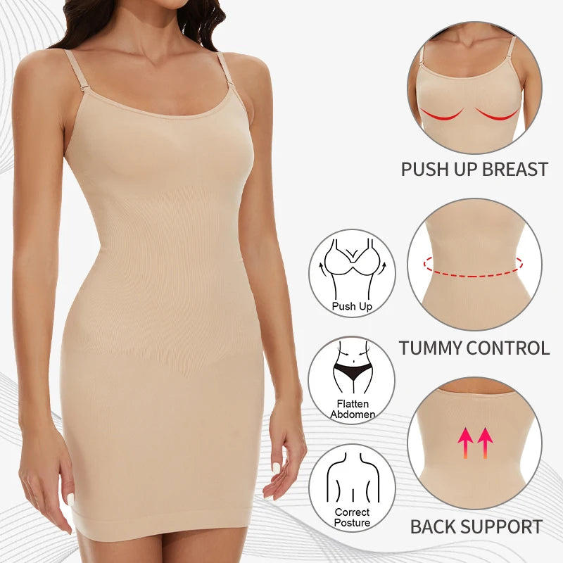 Womens Tummy Control Full Slip – Invisible Body Shaper for Under Dresses