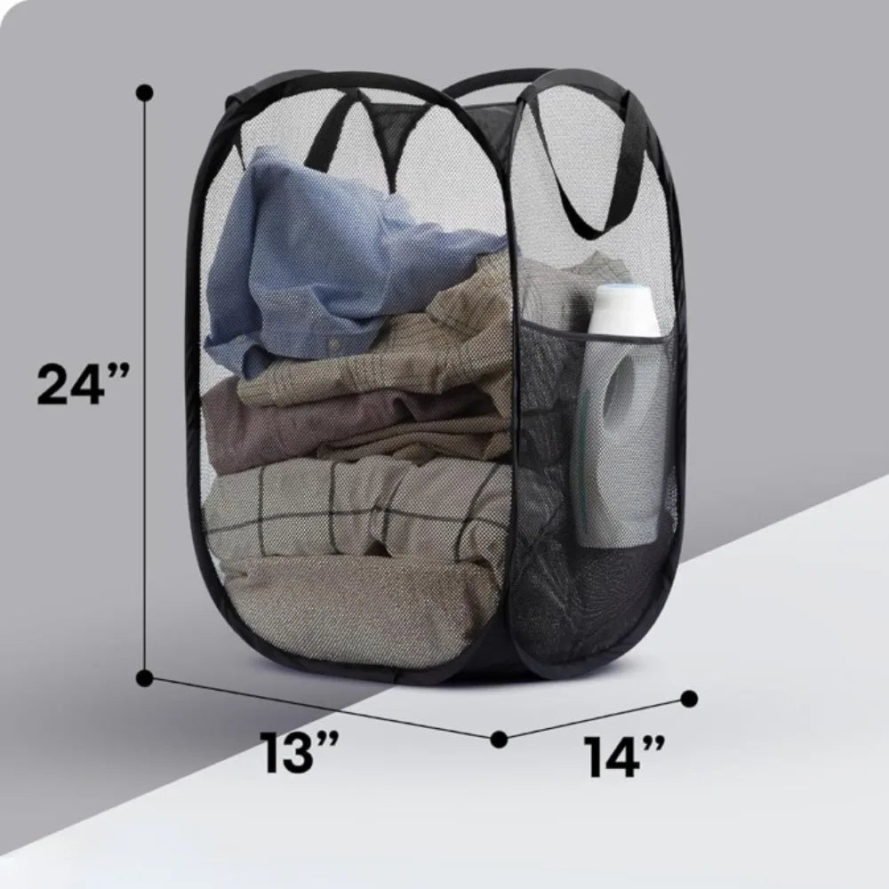 Collapsible Mesh Laundry Basket – Large Breathable Hamper for Home Storage