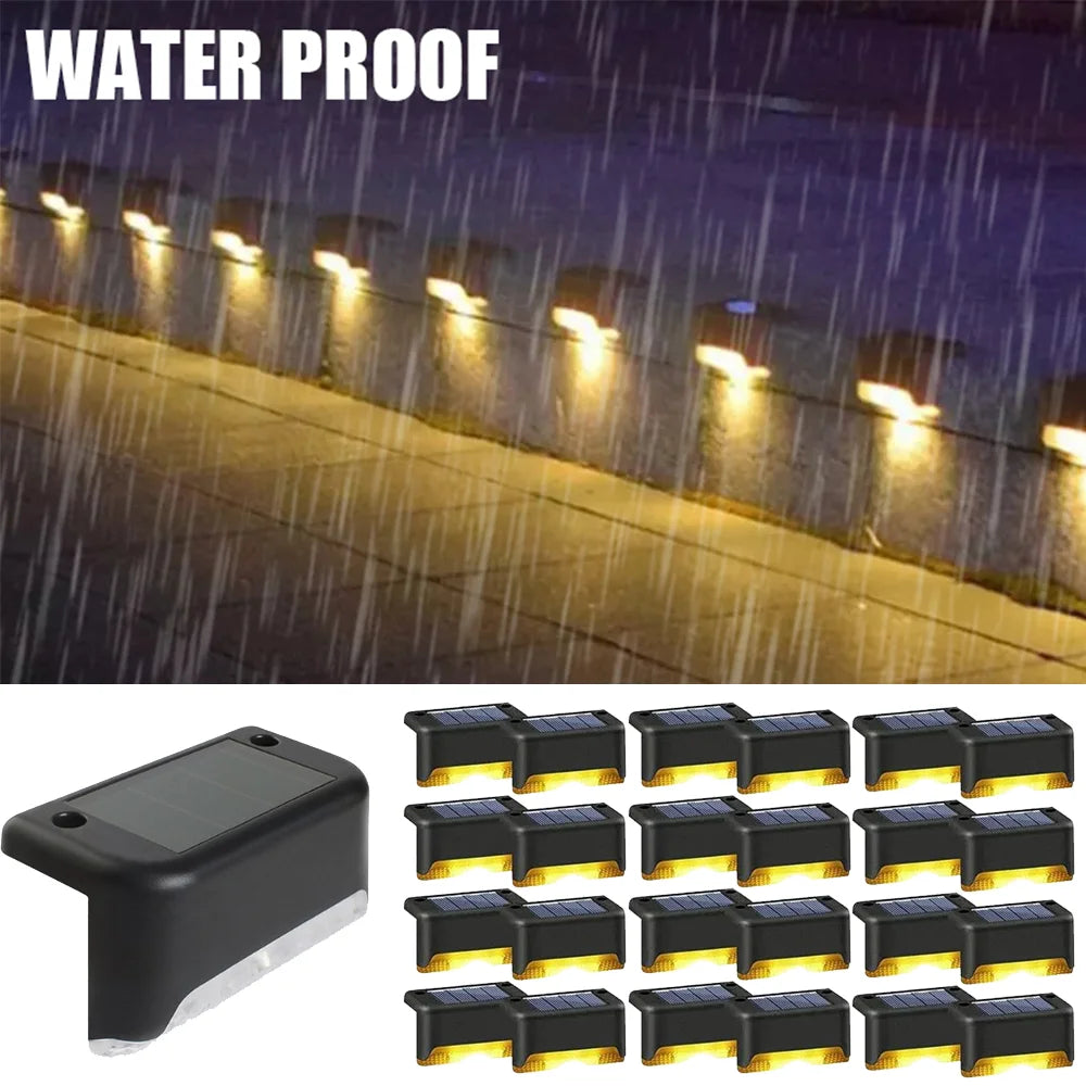 Warm White Solar LED Step Light – Waterproof Outdoor Lamp for Garden Patio