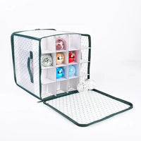 64-Grid Christmas Ornament Storage Box – Foldable PP Organizer for Holiday Decor