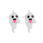 Glow in the Dark Ghost Stud Earrings – Fluorescent Jewelry for Halloween