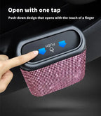 Bling Car Trash Bin – Crystal Seat Back Garbage Storage for Women Interior