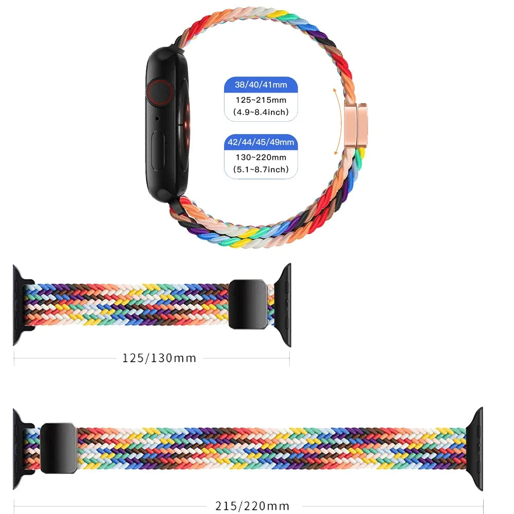 Braided Nylon Loop Watch Band – Magnetic Adjustable Bracelet for Apple iWatch