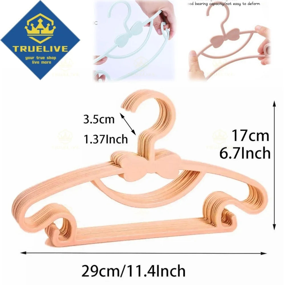 Bowknot Plastic Kids Clothes Hangers – Durable Clothing Organizers for Nursery