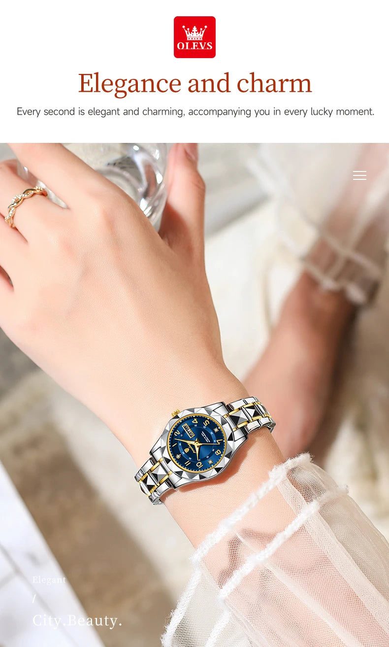 POEDAGAR Quartz Women's Watch – Stainless Steel Waterproof Date for Dress