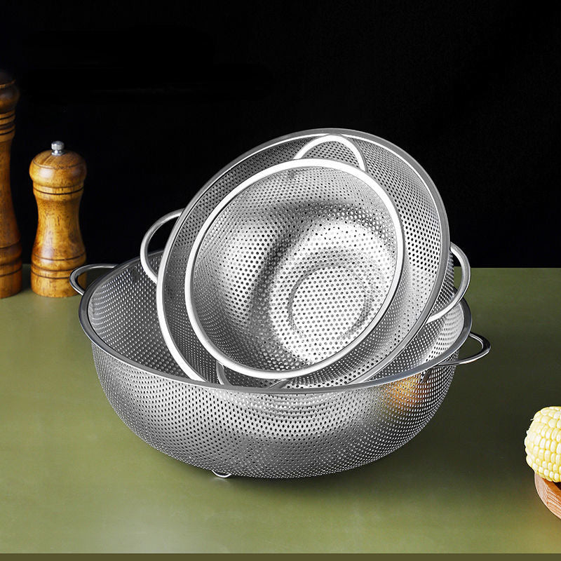 Stainless Steel Drain Basket – Perforated Strainer for Fruit and Vegetable