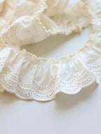 Embroidered Lace Trim – Pleated Cotton Fabric for DIY Dress Sewing Decor