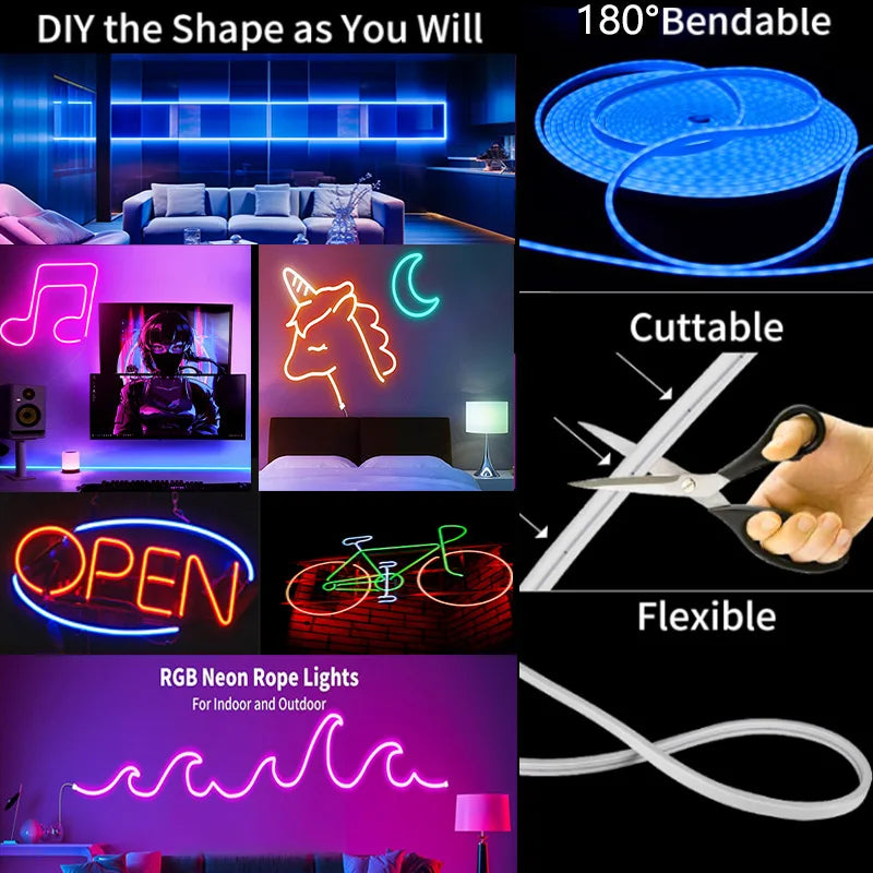 Smart RGB Neon LED Strip – WiFi App Controlled Light for Home Gaming Decor