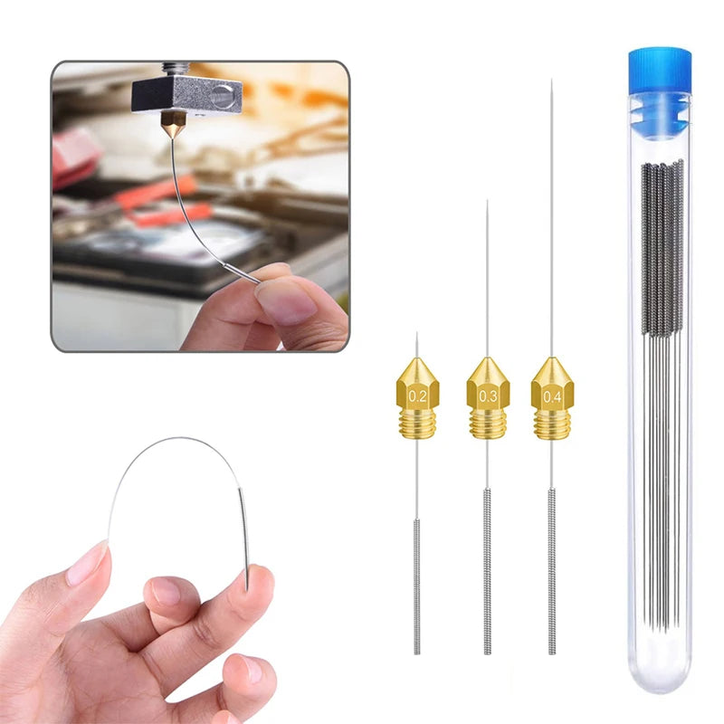 3D Printer Nozzle Cleaning Needles – Stainless Steel Kit for Hot Ends