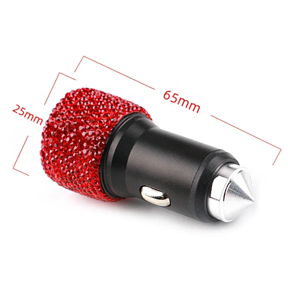 Bling Dual USB Car Charger – Diamond Fast Adapter for Women Interior Decor