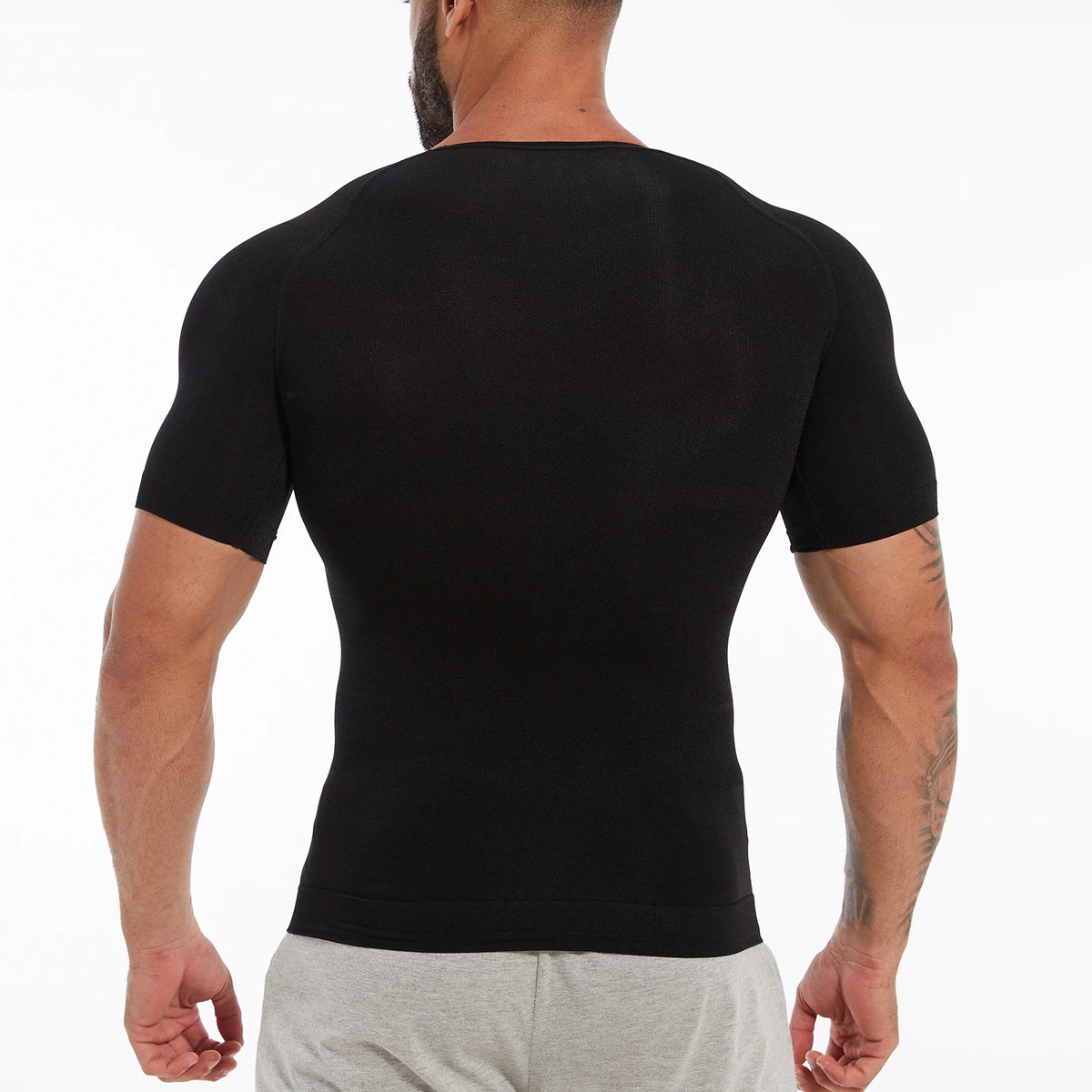 Men's Compression Shapewear Shirt – V-Neck Tummy Control for Fitness Workout