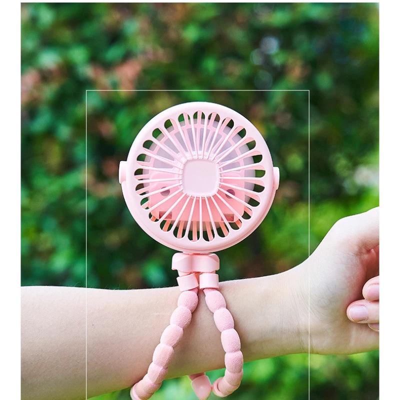 Flexible Tripod Stroller Fan – Rechargeable Personal Cooler for Travel