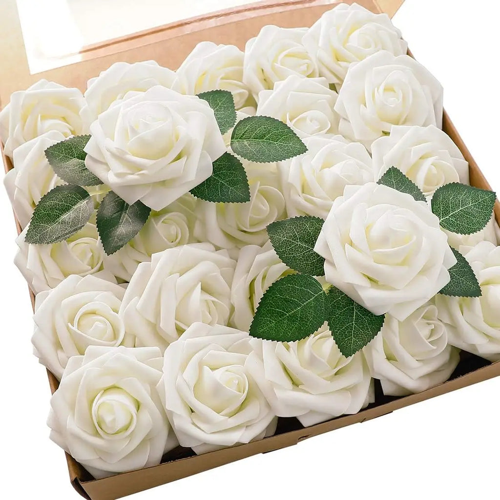 Artificial Rose Flowers – Stemmed Fake Roses for Wedding Bouquets and Decor