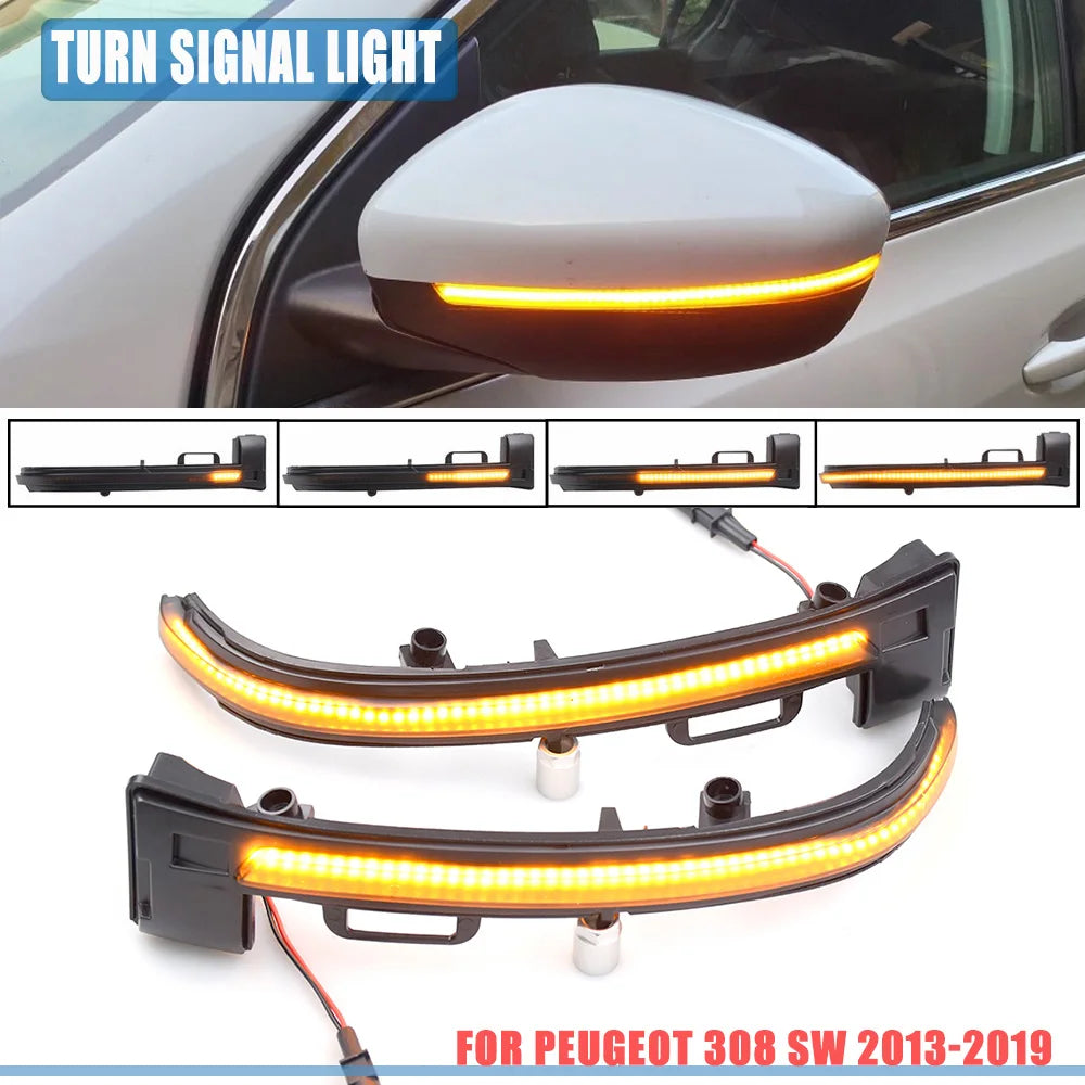 Dynamic LED Side Mirror Turn Signals – Sequential Arrow Light for Peugeot 308