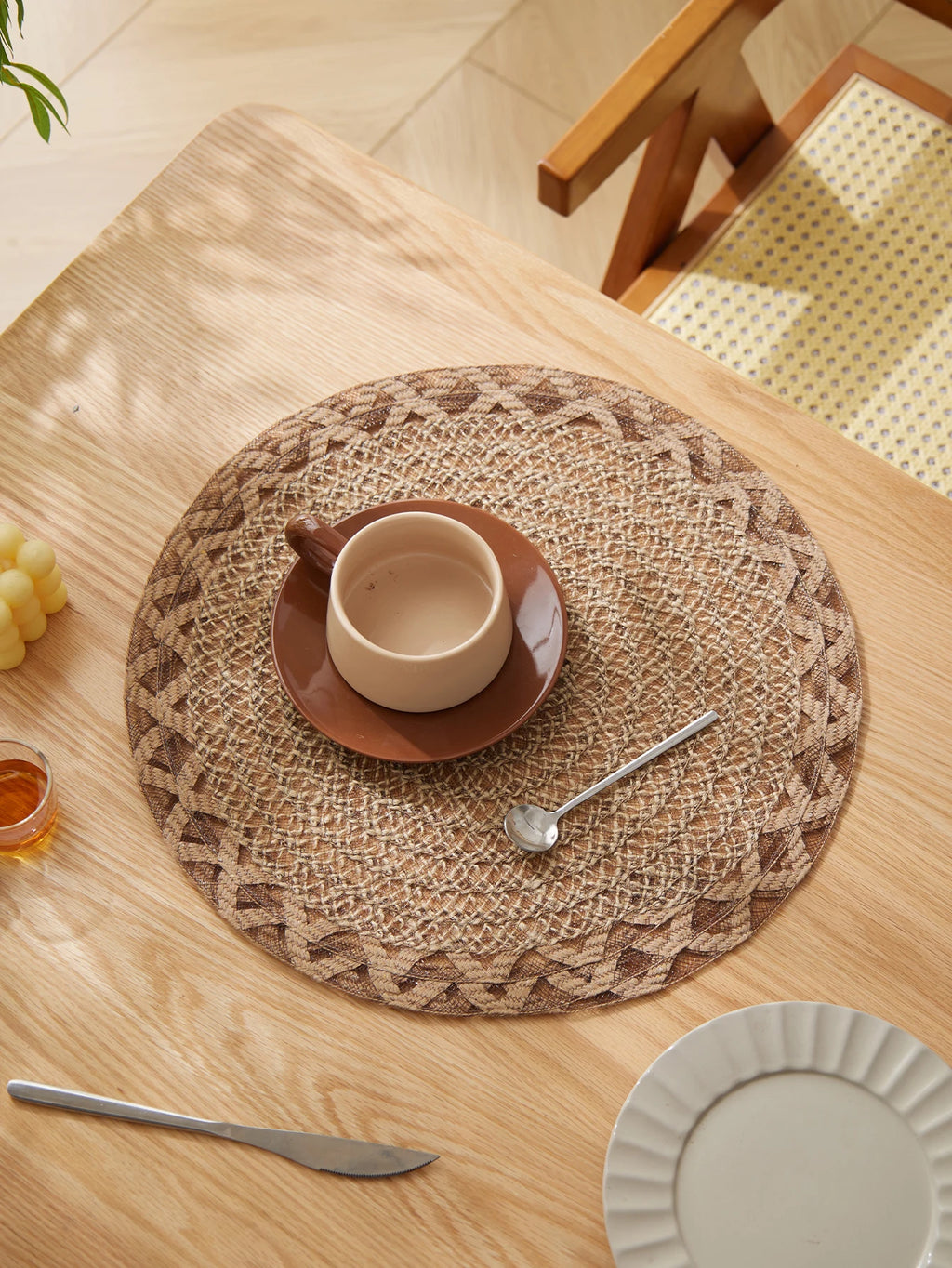 Natural Jute Woven Placemats – Rustic Boho Table Decor for Dining Room