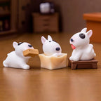 Mini Bull Terrier Dog Figurine – Micro Landscape for Home Desktop Decor