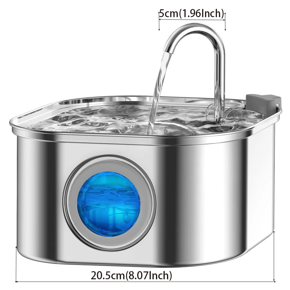 Stainless Steel Pet Water Fountain – 3.2L Automatic Dispenser for Cats and Dogs