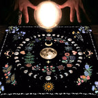 Moonlight Flower Tarot Tablecloth – Velvet Altar Mat for Witchcraft Rituals