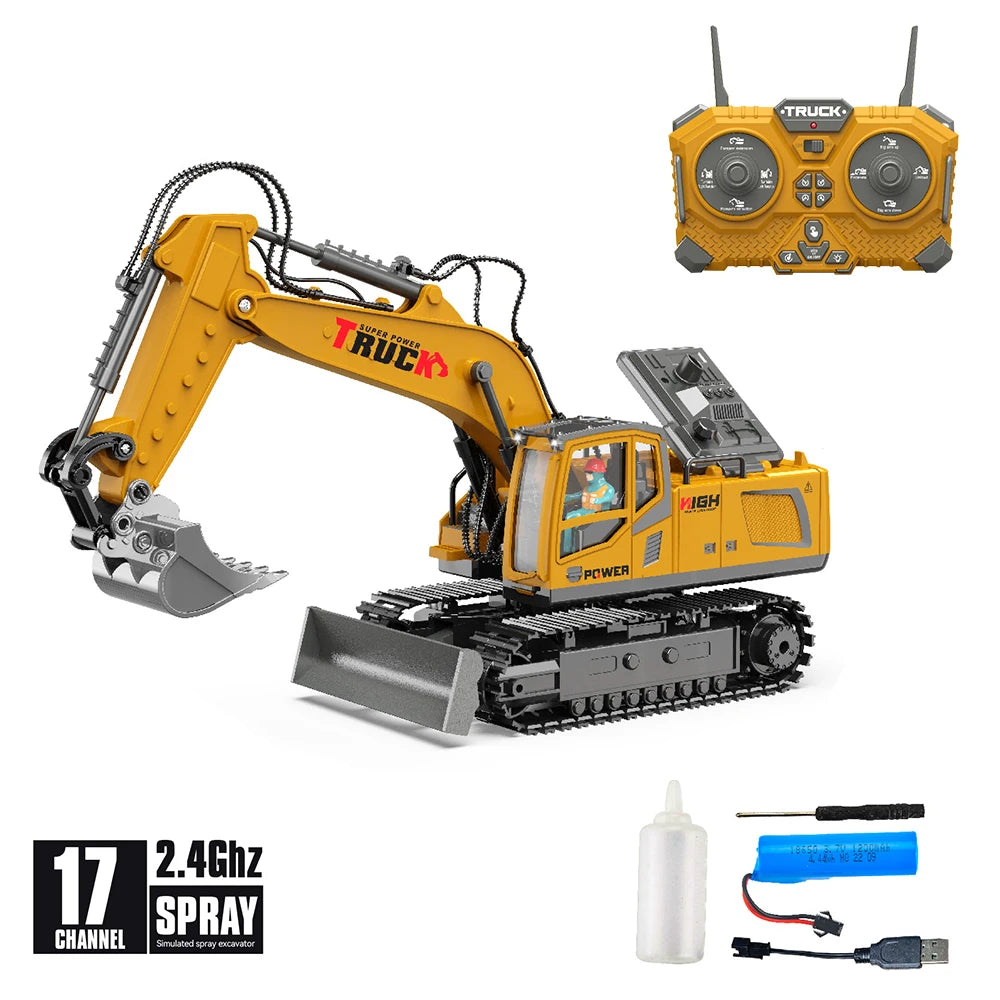 Alloy RC Excavator Toy – 2.4G Remote Control Engineering Truck for Kids