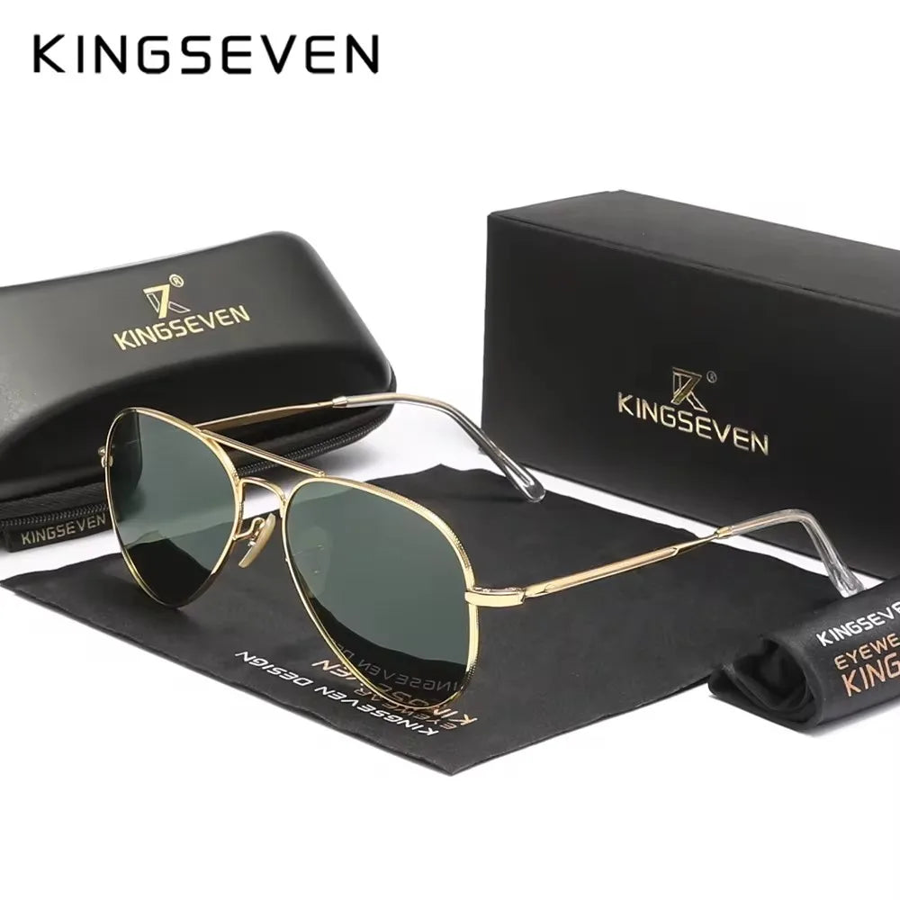 KINGSEVEN Alloy Pilot Sunglasses – Polarized UV400 Eyewear for Women Retro Style