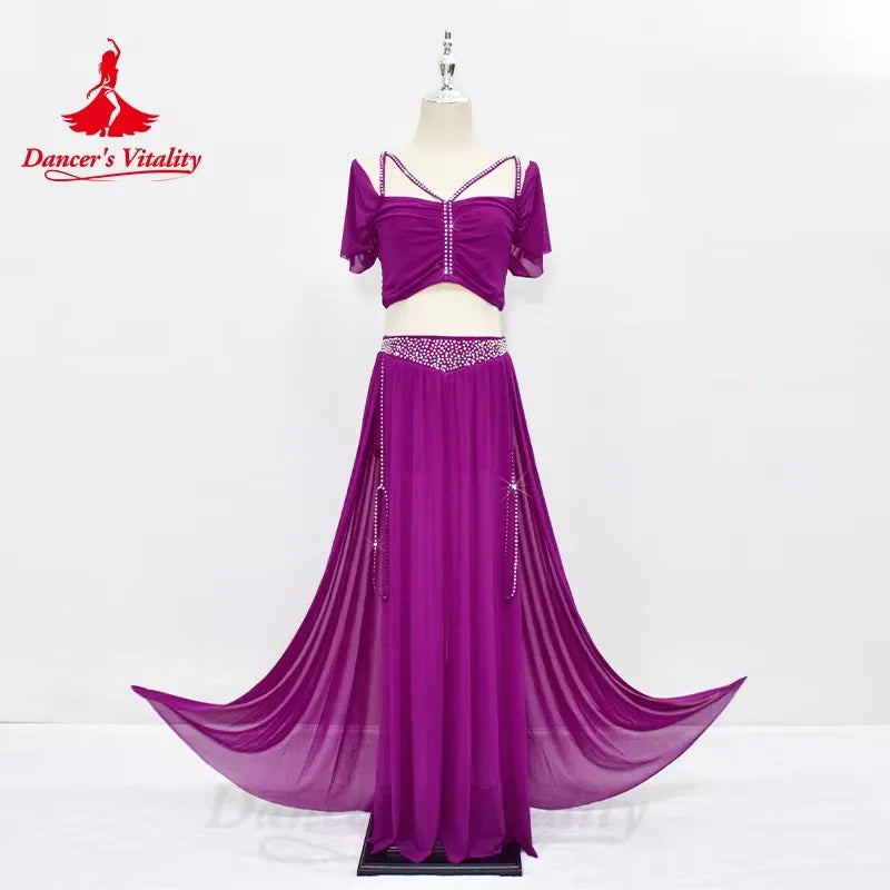 Belly Dance Professional Suit – Mesh Split Skirt Set for Oriental Performance