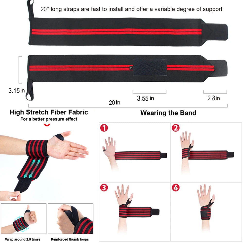 Fitness Wrist Wraps – Padded Support for Weight Lifting and Gym Training