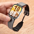 Leather Silicone Hybrid Strap – Breathable Magnetic Band for Huawei Watch Fit