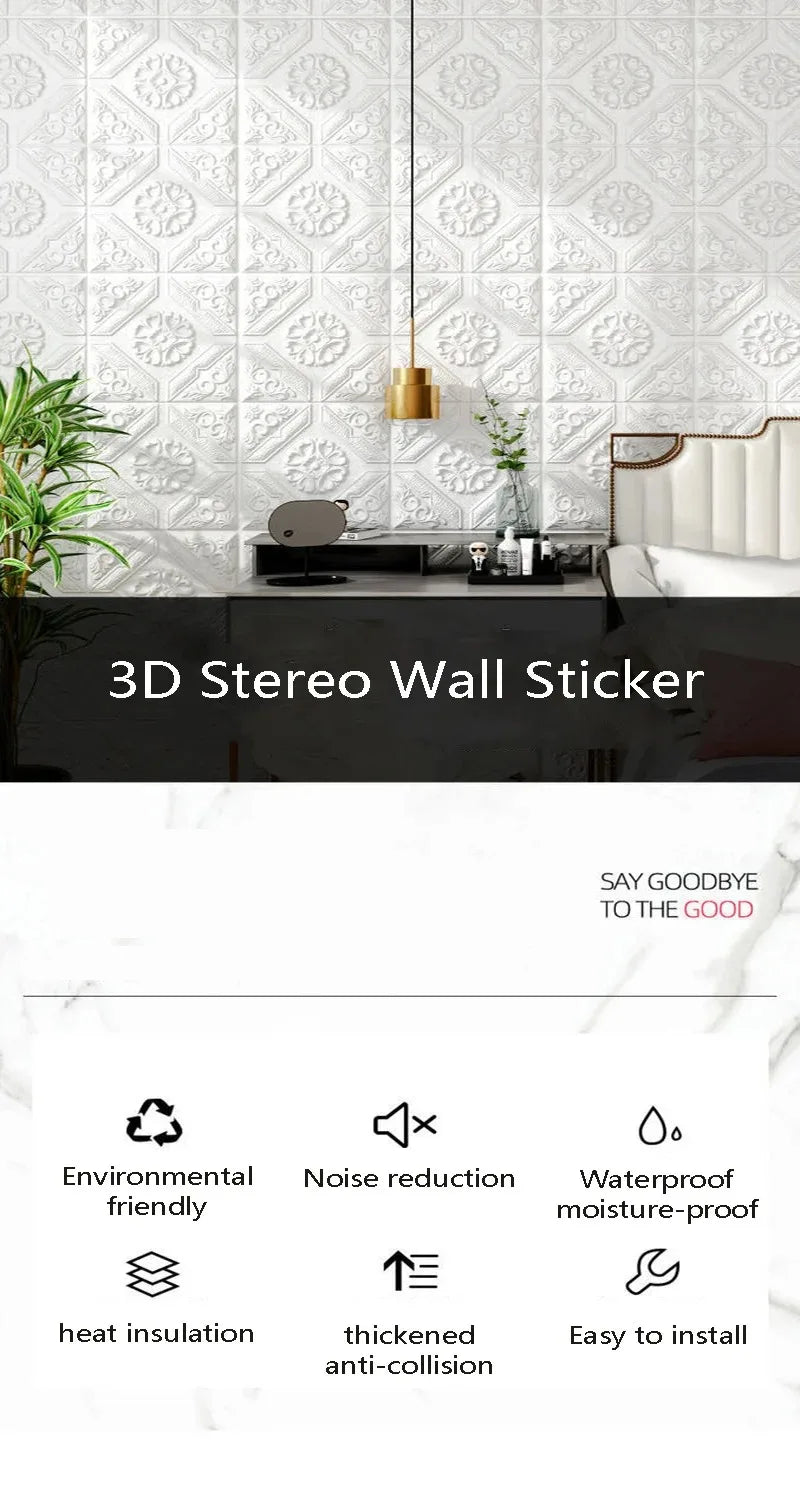 3D Self-Adhesive Wall Tiles – Waterproof Foam Panels for Bedroom Decor