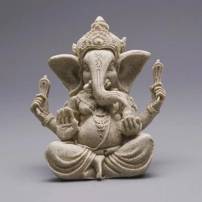 Sandstone Ganesha Elephant Statue – Handcrafted Figurine for Home Decor