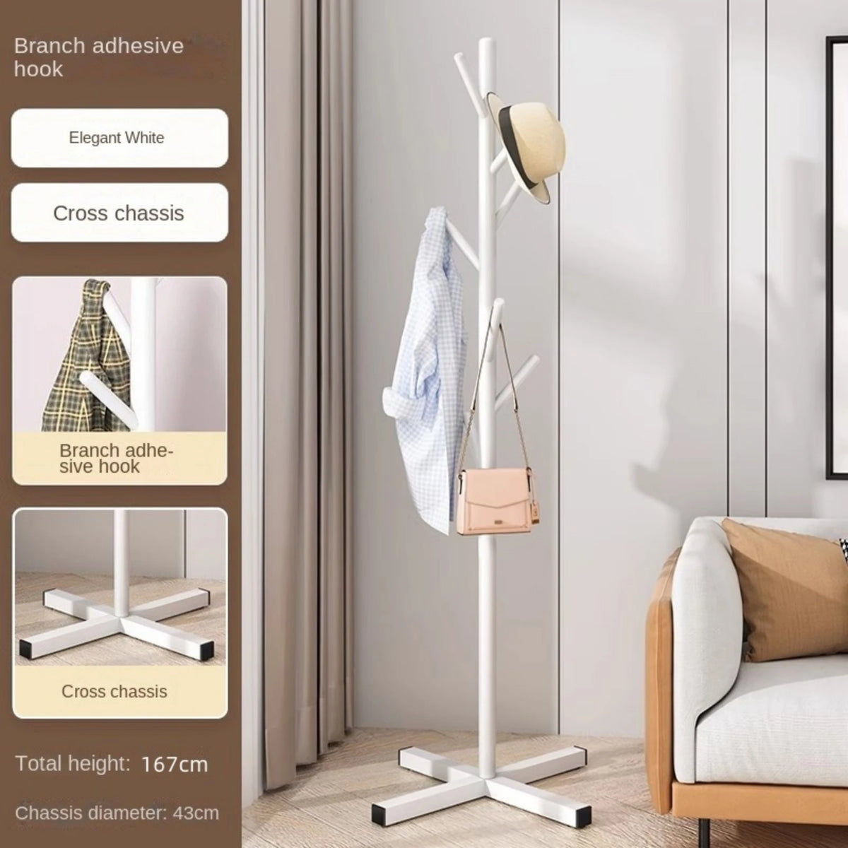 Marble Floor Standing Clothes Rack – Minimalist Bedroom Coat Storage