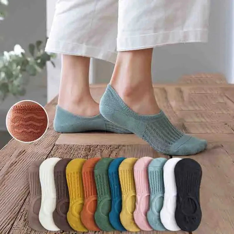 Silicone Invisible Boat Socks – Soft Cotton Women's Ankle Liners for Summer