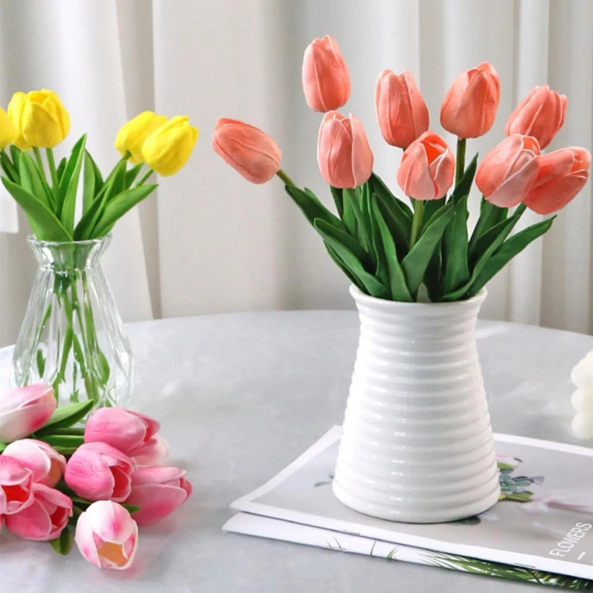 Real Touch Artificial Tulip Flowers – Decorative Floral Bouquet for Wedding Home
