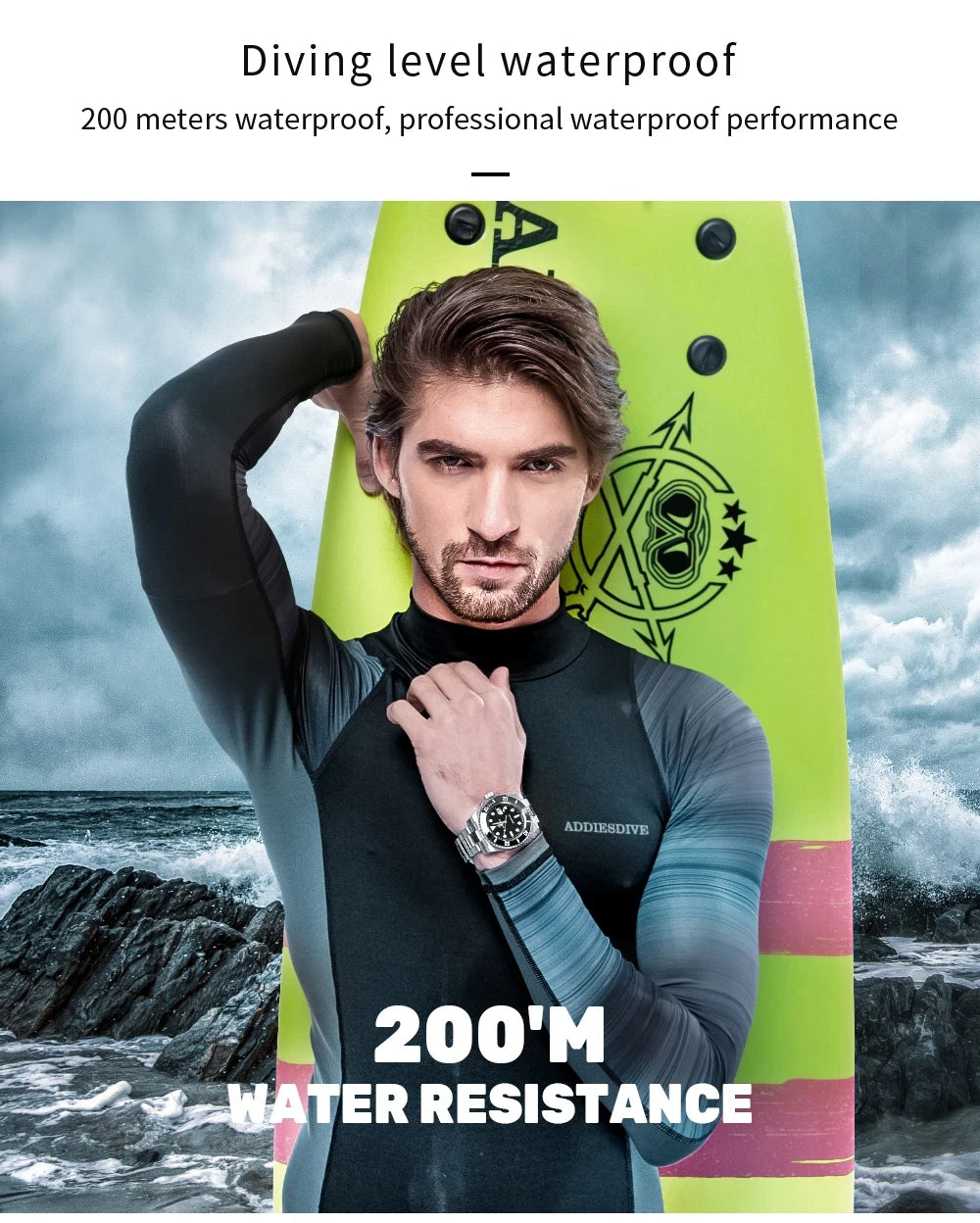 ADDIESDIVE Quartz Dive Watch – Stainless Steel Ceramic Bezel for Scuba Diving